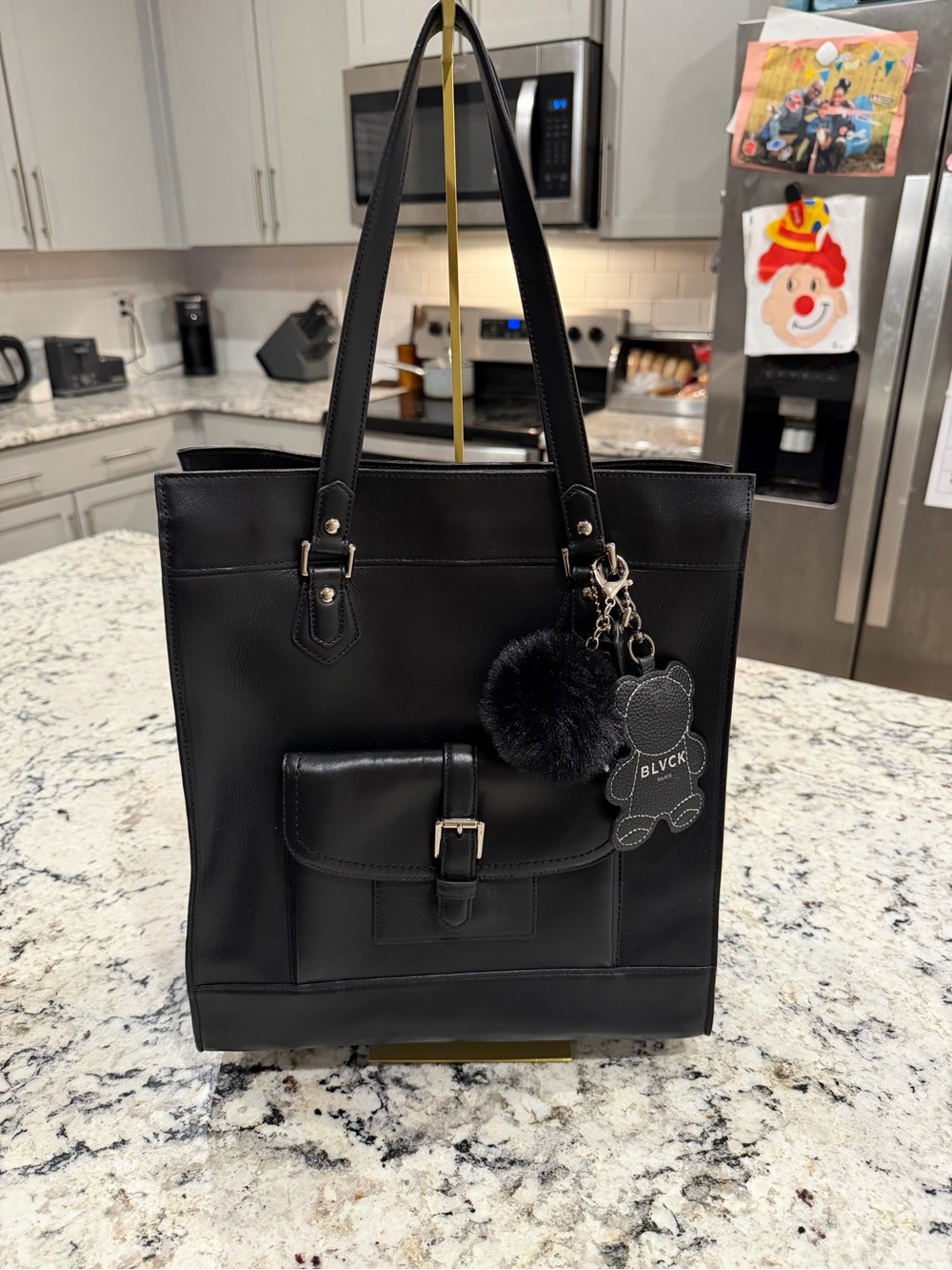 Coach Charlie Tote with Blvck Paris Teddy Charm keychain